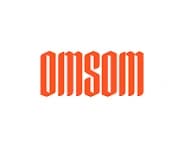 Omsom brand site on a phone with Rip-and-Pour Cooking Sauces and Saucy Noodles in 4 Minutes banners